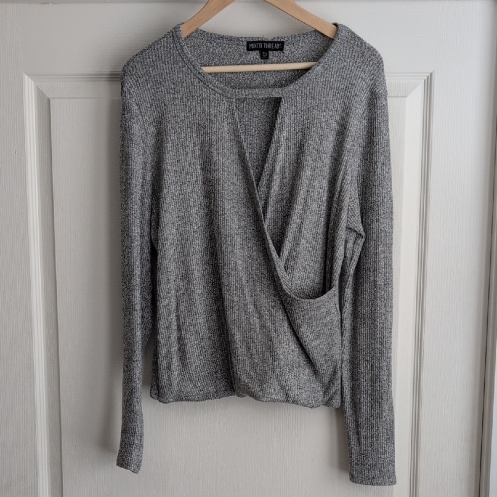Gray Long Sleeve Knit Top By Mixed Threads Size XL NWT Stitch Fix